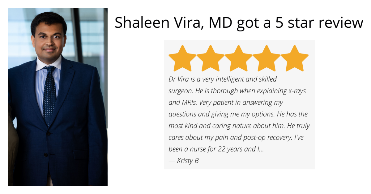 Kristy B Gave Shaleen Vira, MD A 5 Star Review On SoTellUs