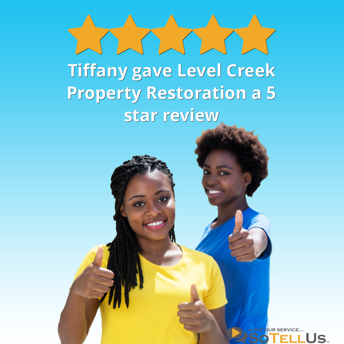 Tiffany R gave Level Creek Property Restoration a 5 star review on SoTellUs
